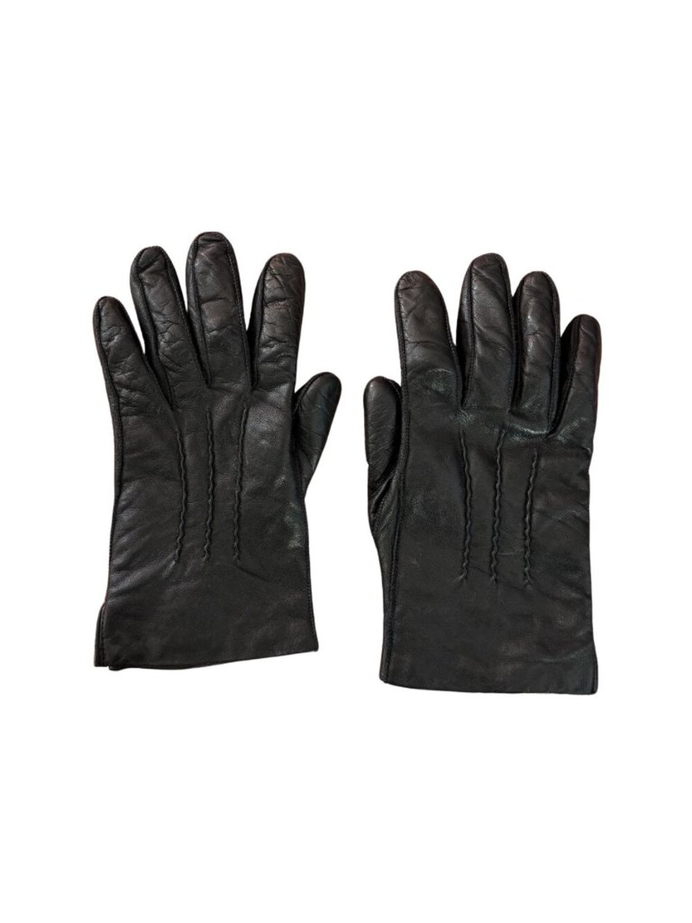 J.Crew Portolano Cashmere-lined leather gloves Black EUC $148 M